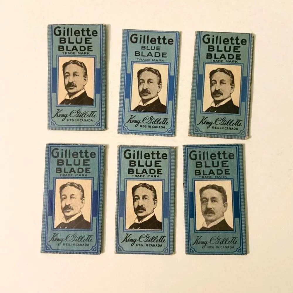 Vintage 1930s Gillette Blue Blades Safety Razor Canada Lot of 6
